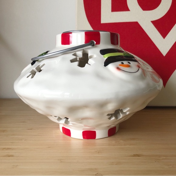 Snowman Christmas Tealight Ceramic Lantern Holiday Decor - Picture 5 of 10